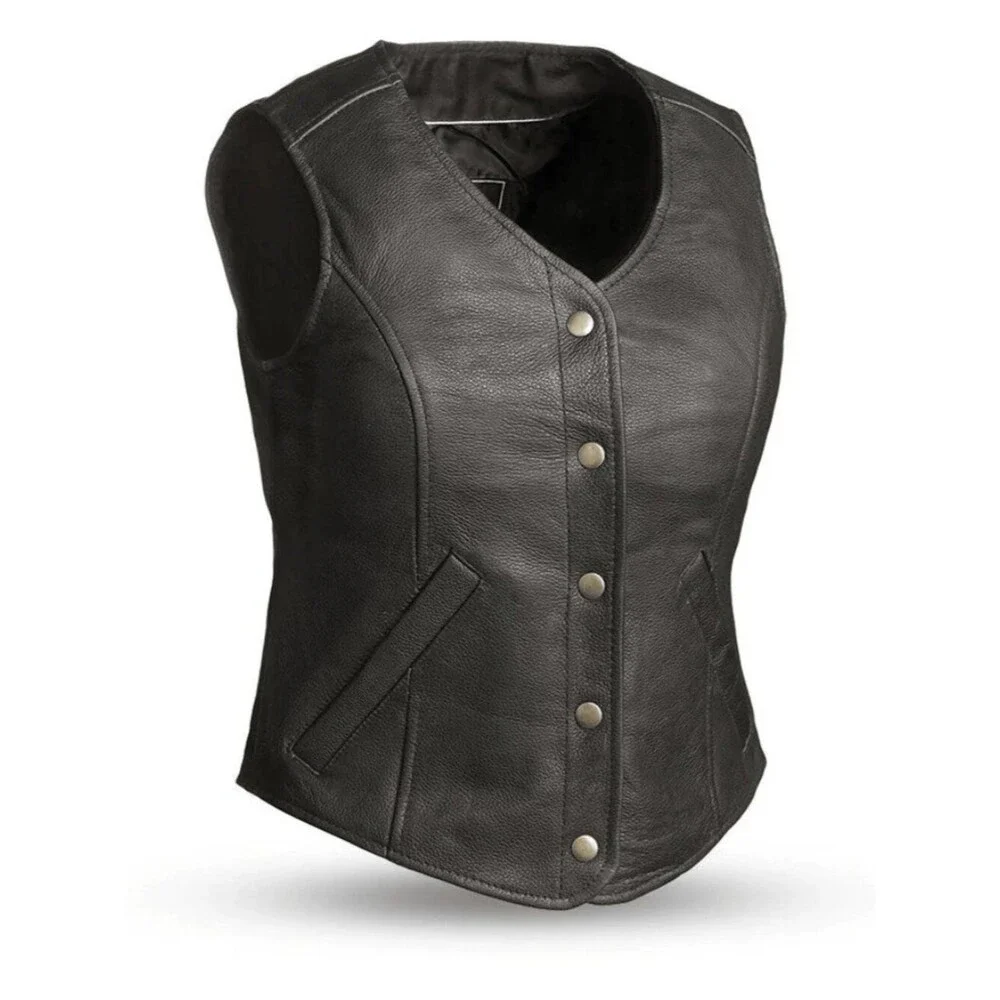 Crimson Asphalt Women's Motorcycle Leather Vest